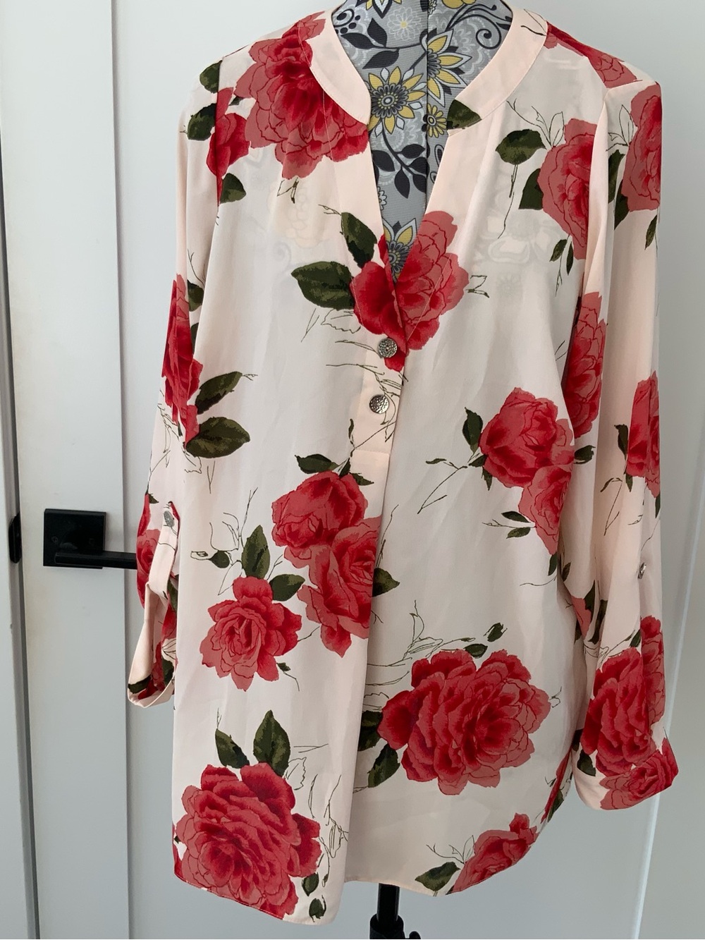 Dorothy Perkins Blush Pink Top with Red Floral Print